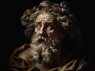 un portret imaginar in stil de pictura baroque a lui Zeus