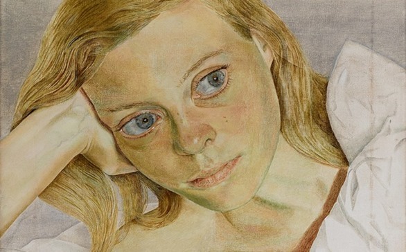 GDK619750 Girl in Bed, 1952 (oil on canvas) by Freud, Lucian (1922-2011); 45.7x30.5 cm; Private Collection; (add.info.: Lady Caroline Blackwood (1931-96); the artist's second wife;); ¬© The Lucian Freud Archive; PERMISSION REQUIRED TO LICENSE MORE THAN FIVE IMAGES BY THIS ARTIST IN A SINGLE PUBLICATION,REPRODUCTION PERMISSION REQUIRED ‚Äì EXCEPTIONS APPLY (SEE NOTES); CANNOT BE LICENSED FOR PRINTS OR POSTERS; English,  in copyright

PLEASE NOTE: This image is protected by artist's copyright which needs to be cleared by you. If you require assistance in clearing permission we will be pleased to help you. In addition, we work with the owner of the image to clear permission. If you wish to reproduce this image, please inform us so we can clear permission for you.