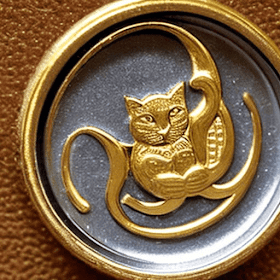 猫の絵が描かれたメダル