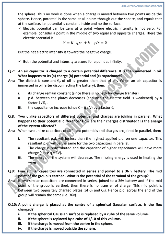 Electrostatics-Question-Answers-Physics-XII