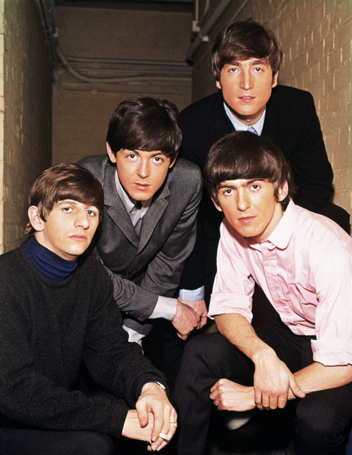 The Beatles. From left to right: George Harrison, Paul McCartney, John Lennon, and Ringo Starr, in 1965.