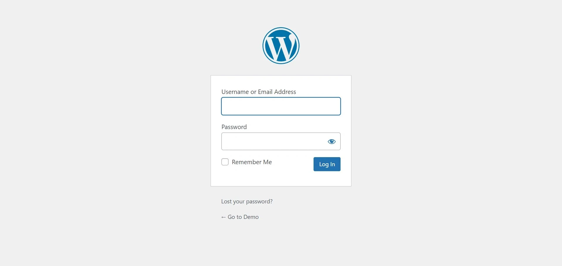 WordPress login Page