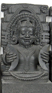 Shukra, the preceptor of the demon, devotee of Shiva; Central Indian stone carving.