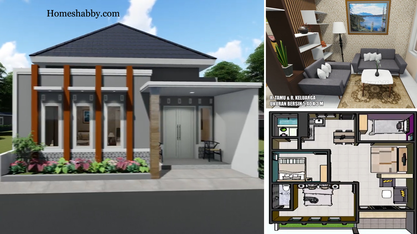 Desain Dan Denah Rumah Minimalis Dengan Ukuran 8 X 10 M Terdapat 3 Kamar Tidur Untuk Area Perkampungan Homeshabbycom Design Home Plans