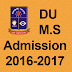 Professional M.S Course 2016-2017 Admission Circular