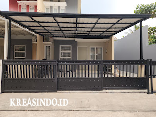 Pintu Pagar Triple Sliding di Rumah Bpk Diko Tanah Baru Residence Bogor