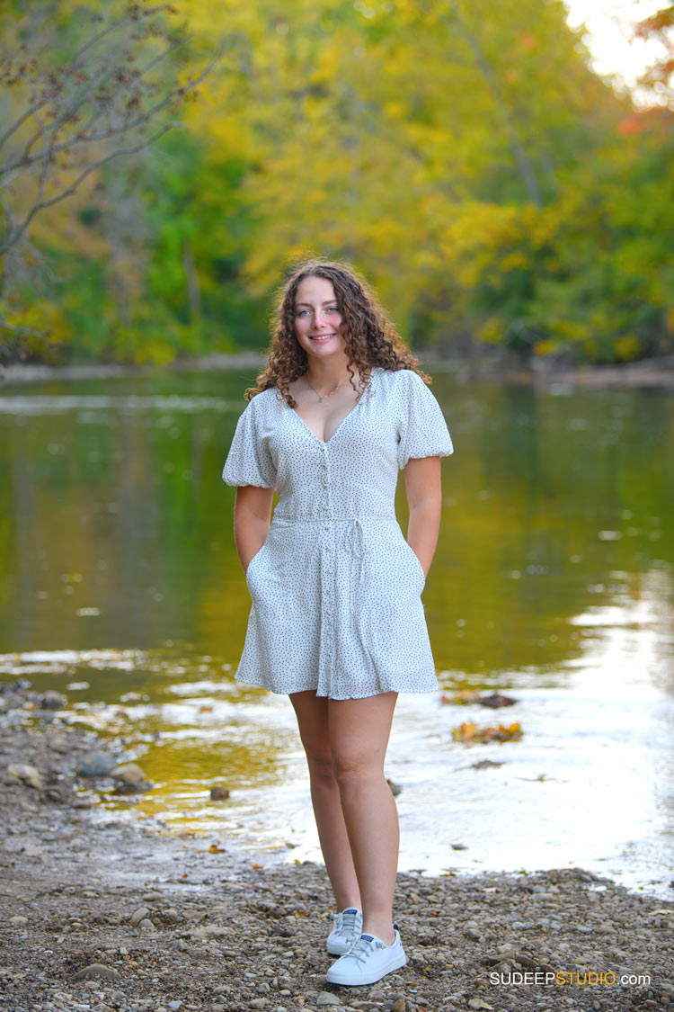 Pioneer High School Girls Senior Portrait in Nature Fall Colors Riverside by SudeepStudio.com Ann Arbor Senior Pictures Photographer