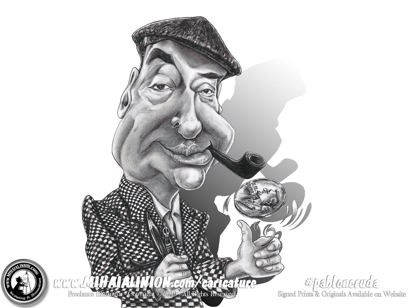 Caricature Pablo Neruda Mihai Alin Ion
