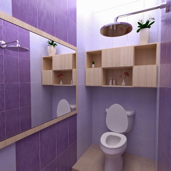 Desain keramik kamar mandi minimalis berwarna ungu