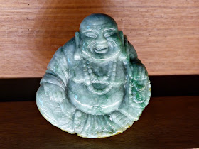 Happy Buddha sculpture carved from jadeite 