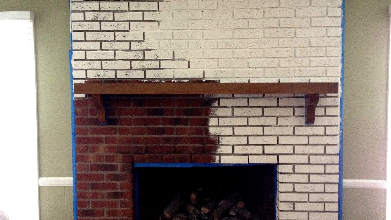 Painted White Brick Fireplace