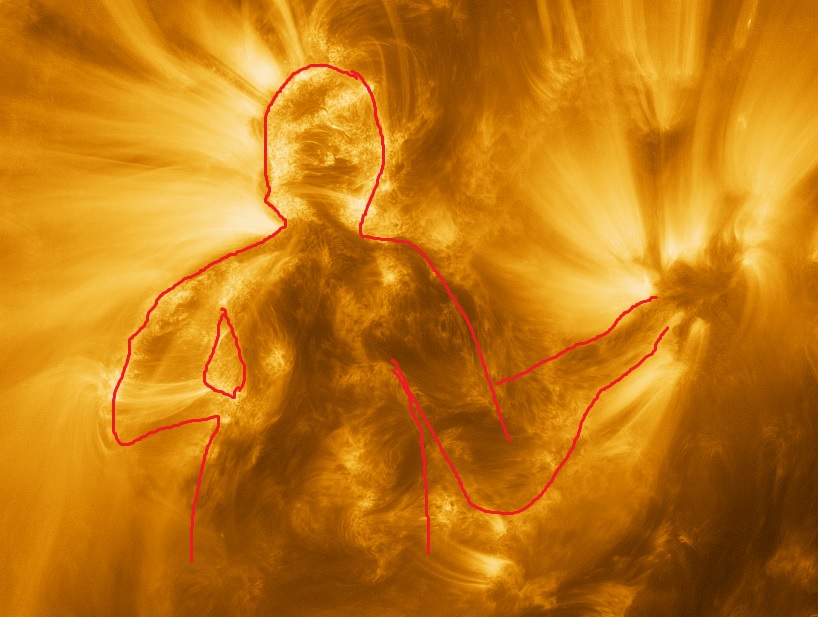 Figura humana em plasma solar
