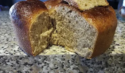 Au bout, j'ai mélangé un peu de lait écrémé tiédi et un peu de confiture/compote aux nectarines (maison) et badigeonné.