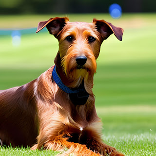 The Irish Terrier is a sturdy and muscular dog with a wiry coat that is typically red or wheaten in color. The breed is known for its courage, loyalty, and intelligence. It is also an excellent watchdog and an enthusiastic hunter.