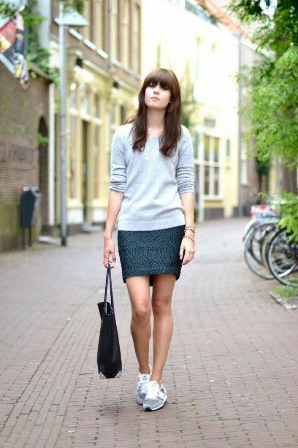 tiger striped skirt with sneakers