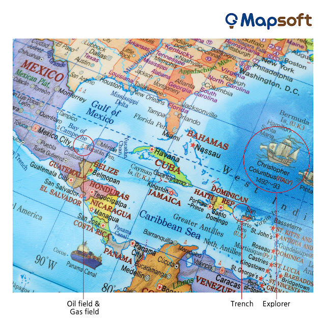 Mapsoft Blue Timezone World Globe, 24cm/9.5 inch, BZ-24E