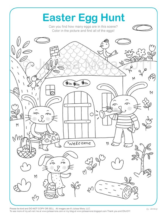 think this Easter Egg Hunt Coloring Printable from Julissa Mora on  title=
