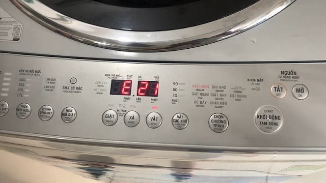 Lỗi E21 trên máy giặt Toshiba là gì