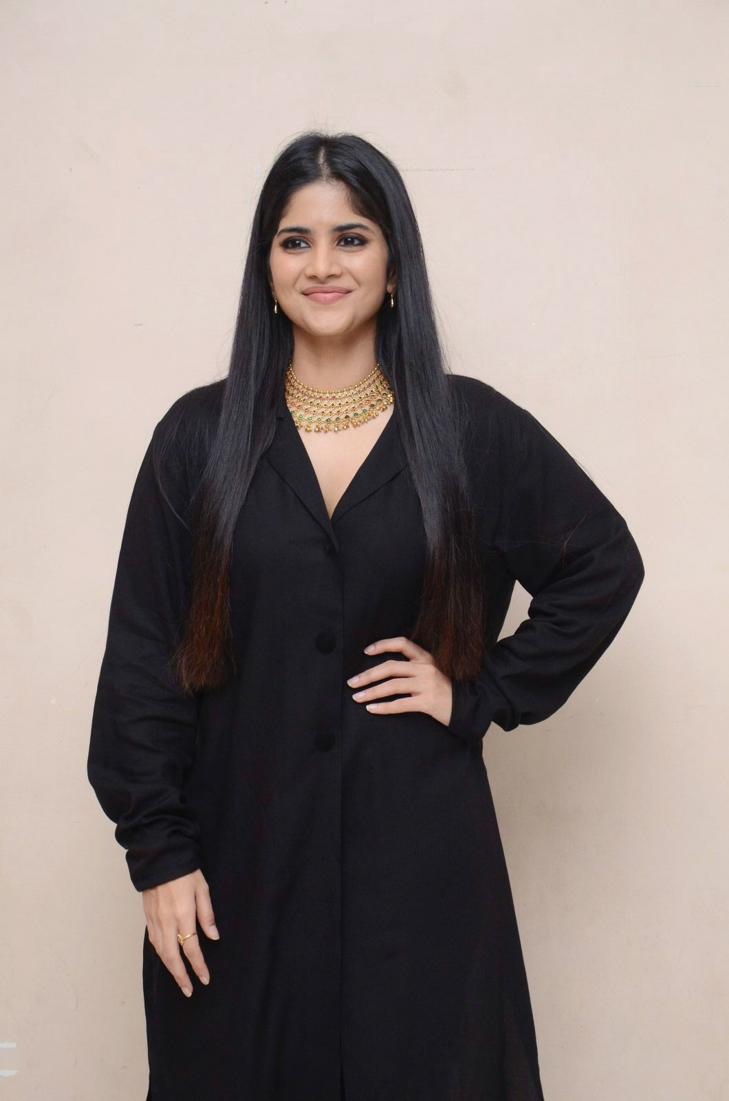Actress Megha Akash Photos in black dress