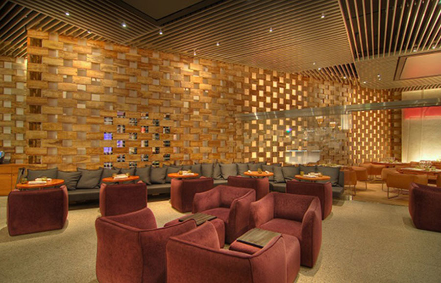 Modern Restaurant Interior Design Geometric Wood Decor