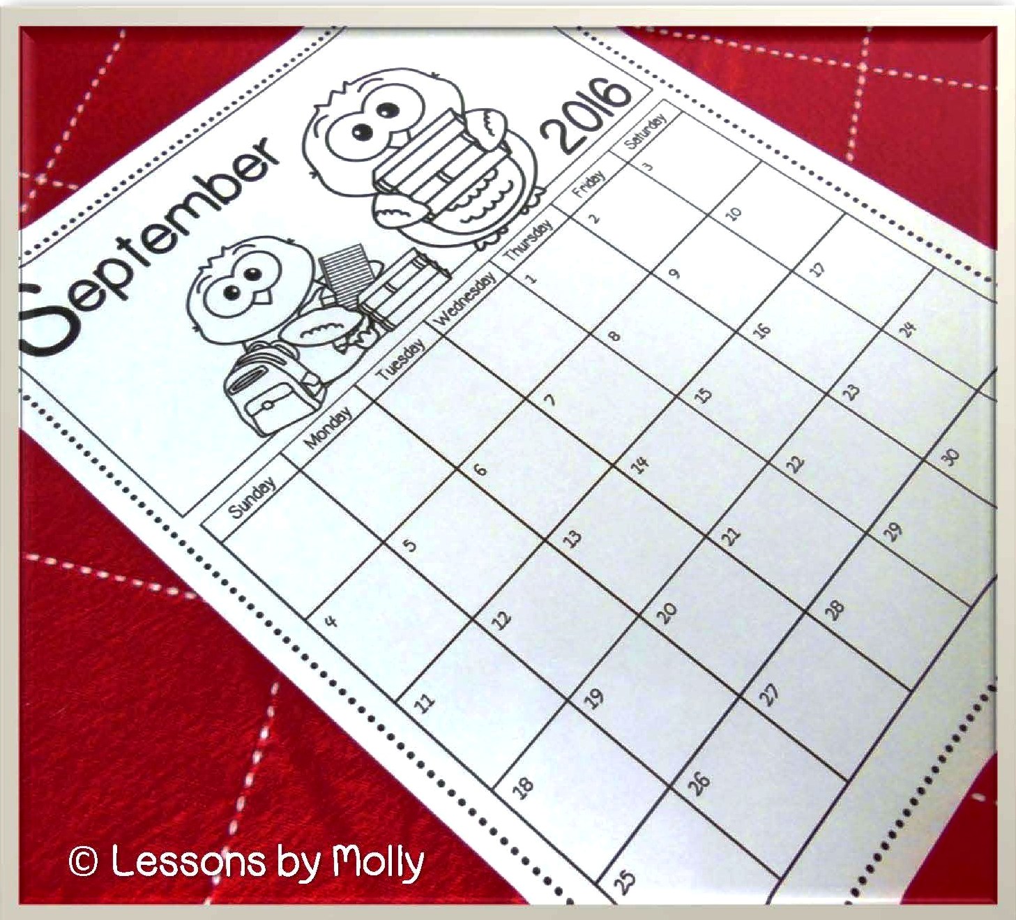 Lessons By Molly Free School Calendar