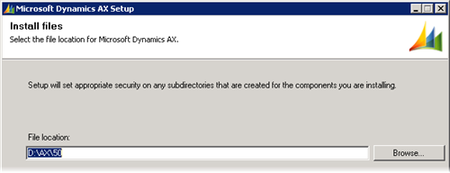 Dynamics AX 2009 Setup - Application files Location