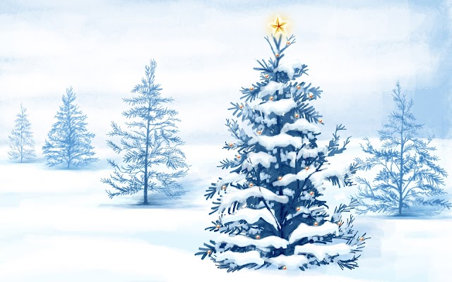 Snow Christmas Tree High Resolution Wallpaper