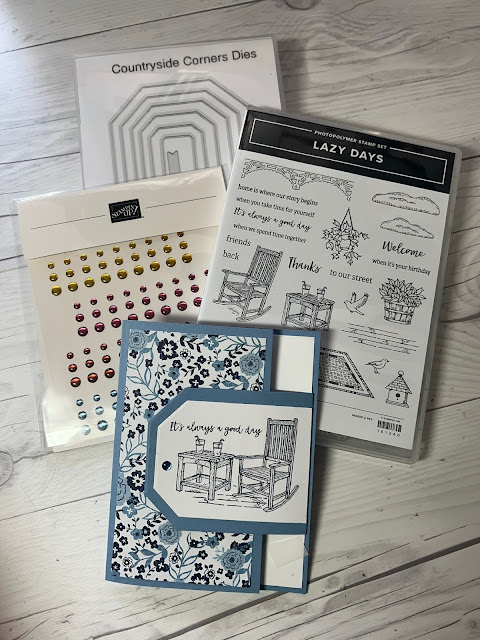 Stampin' Up! Countryside Corners Dies and Lazy Days Stamps used to create handmade greeting cards