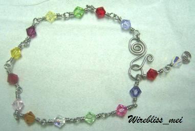 Wire Wrapped Colorful Swarovski Crystal Bracelet