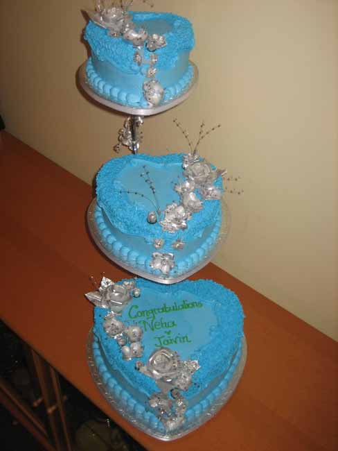 Picture of 3 Tier Blue Heart Wedding Cake by Favourites The Cake Shop