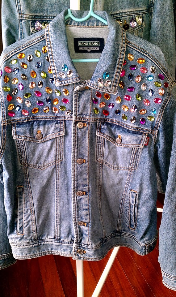 Reworked Rhinestone Vintage Denim Jacket