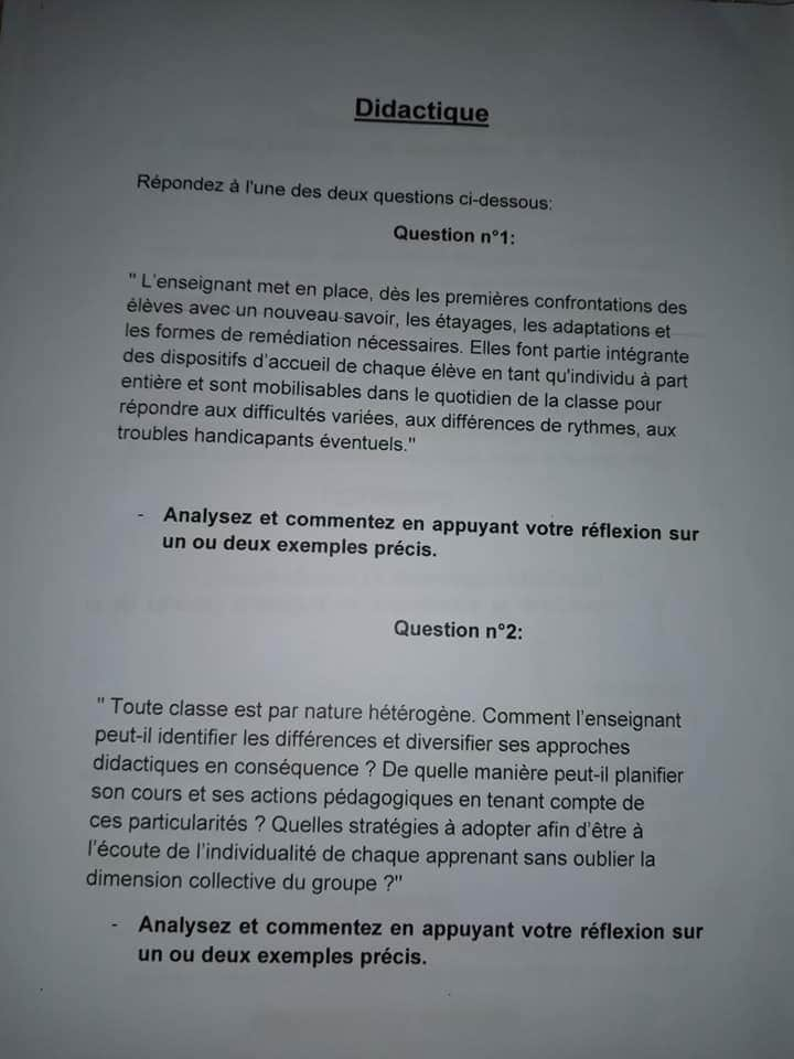 اختبار استيفاء مجزوءات التكوين الاسدوس الأول لمادة اللغة الفرنسية للسلك الثانوي