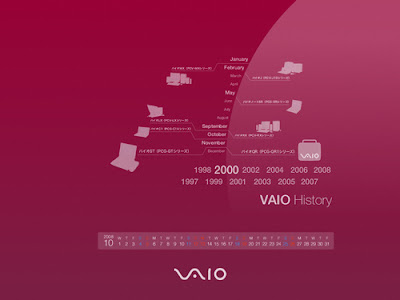 vaio wallpaper download. VAIO Calendar Wallpaper 2008 - October History 2000. Available Resolutions: