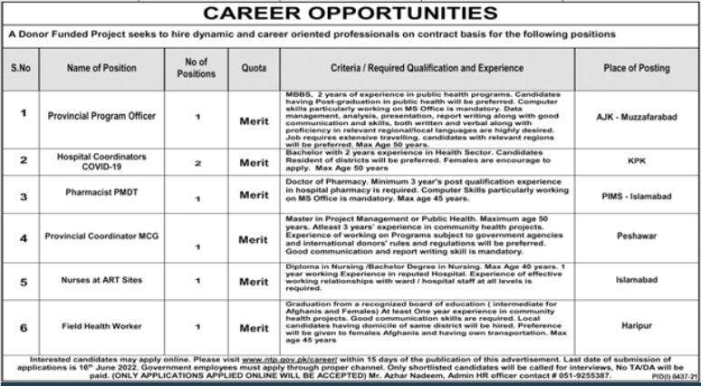 Latest Donor Funded Project Management Posts Rawalpindi Jobs 2022 | Pak Jobs