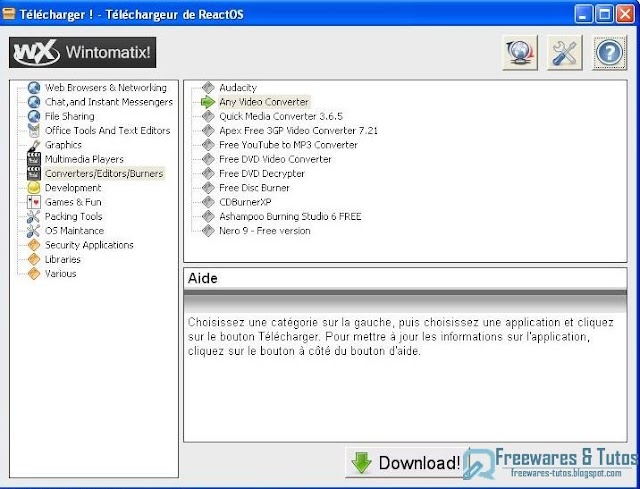 Wintomatix : un logiciel pour télécharger les meilleurs freewares