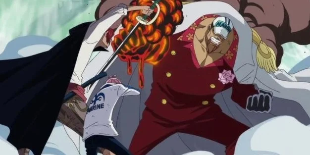 shanks menghentikan serangan akainu di perang marineford