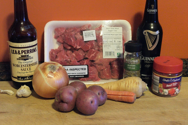 All of the ingredients you need for the Irish Beef Stew.