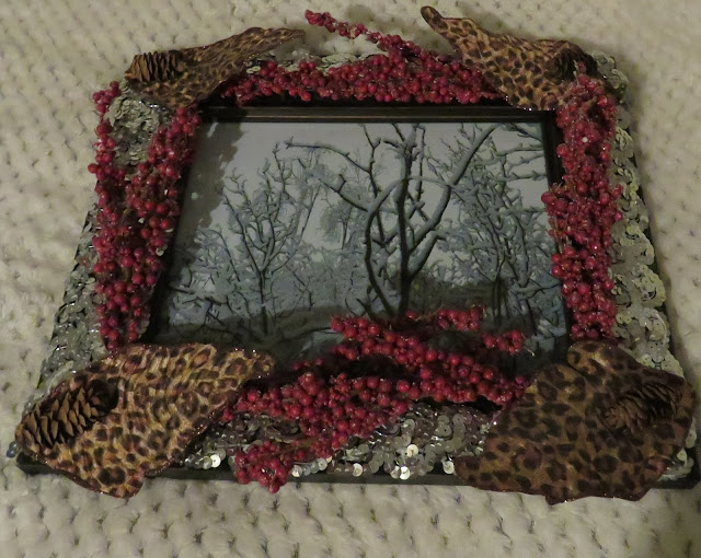 frosty branches embellished in a custom frame