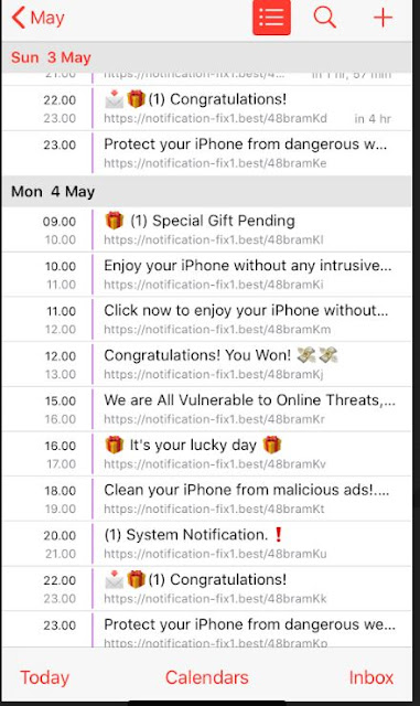 calender spam iphone, ipad