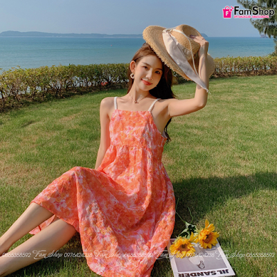 Váy maxi đi biển hồng VMXH440