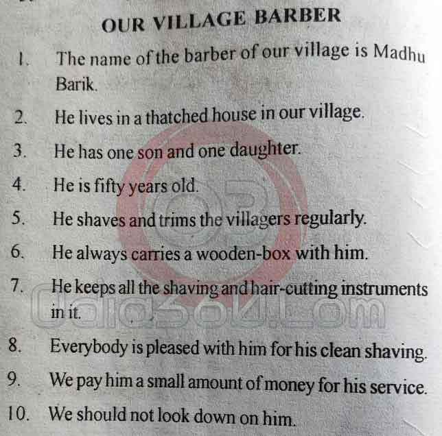 Our Village Barber - 10 Lines Essay in English Language for Juniors