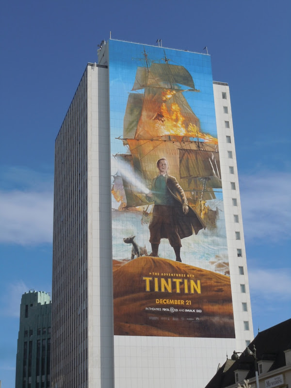 Giant Tintin movie billboard