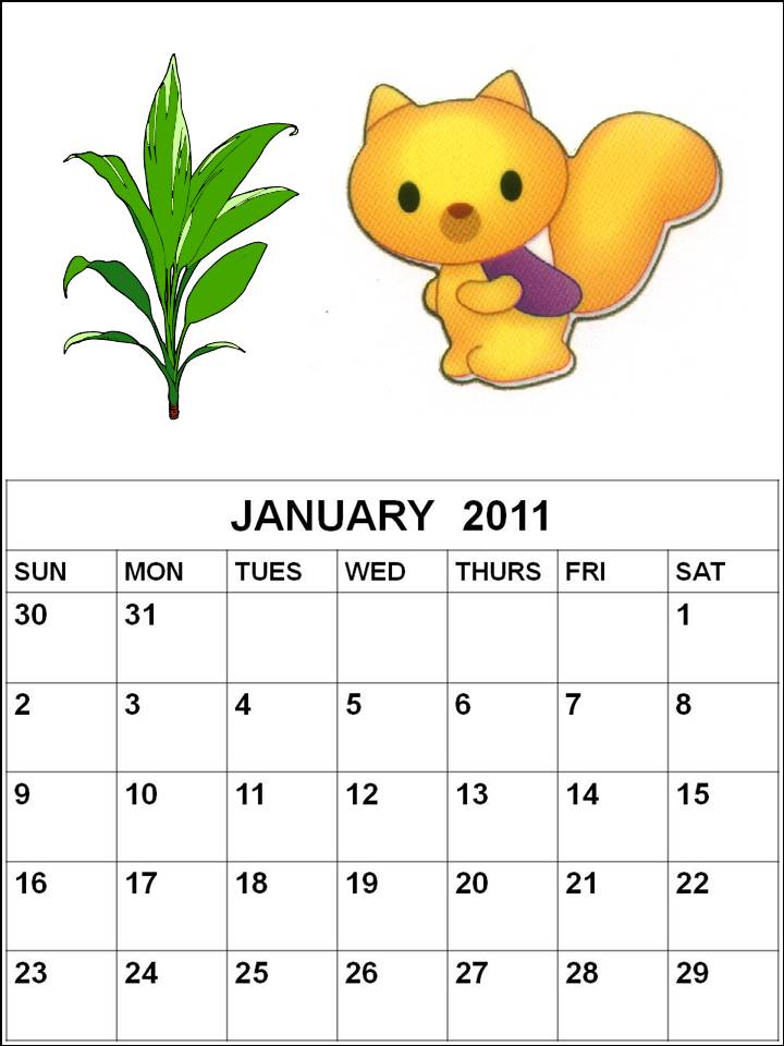 Blank Calendar 2011 January or Blank Planner 2011 January