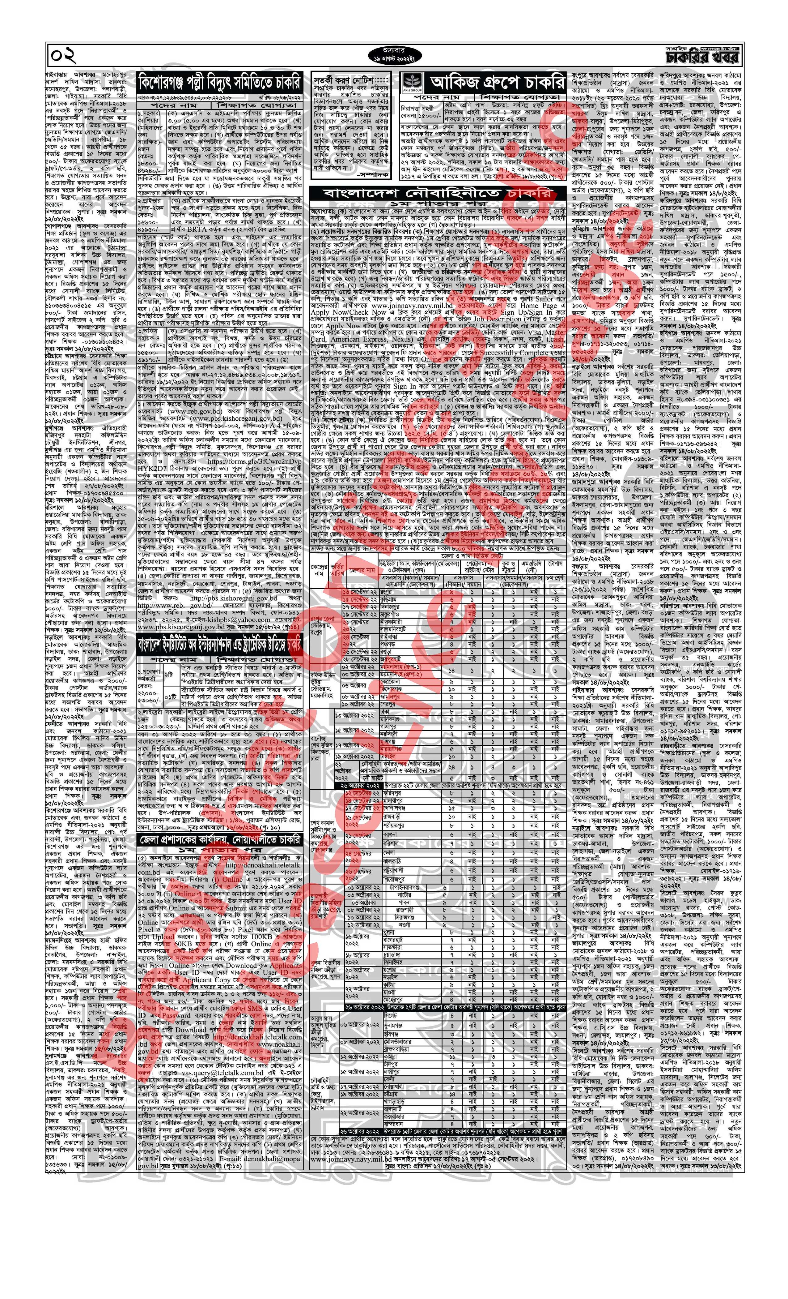 সাপ্তাহিক চাকরির খবর পত্রিকা ১৯ আগস্ট ২০২২ - 19 AUGUST 2022 SAPTAHIK CHAKRIR KHOBOR POTRIKA - সাপ্তাহিক চাকরির খবর ১৯ আগস্ট ২০২২ - WEEKLY JOB CIRCULAR 2022 - চাকরির খবর সাপ্তাহিক পত্রিকা - সাপ্তাহিক চাকরির খবর পত্রিকা আজকের - CHAKRIR KHOBOR POTRIKA 2022 PDF - WEEKLY JOB NEWSPAPER 2022