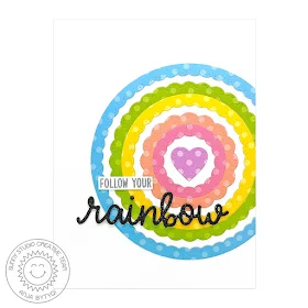 Sunny Studio Stamps: Over The Rainbow Rainbow Word Frilly Frames Cards by Anja Bytyqi 
