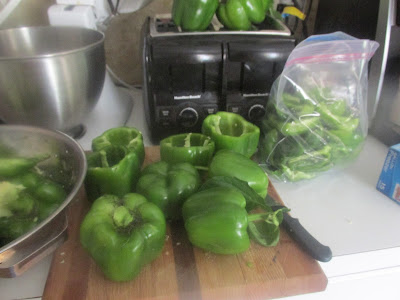 Peppers ready for the freezer and dinner