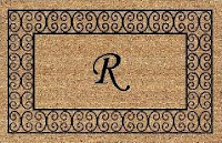 monogrammed doormat with black border-R