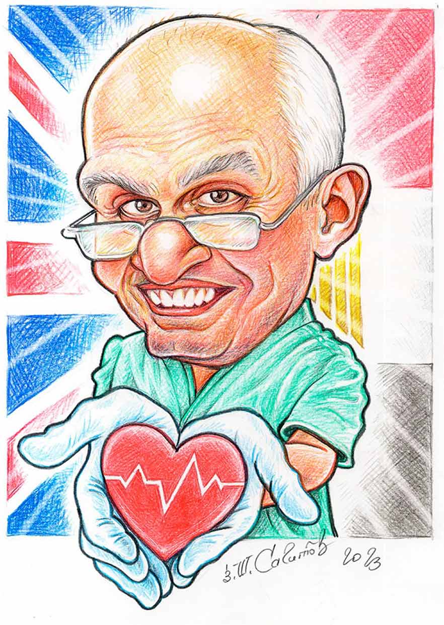 Sir Dr. Magdi Yaacoub .. Caricature by Zakir Sagitov - Russia