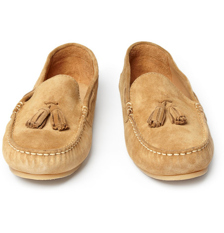 white tassel loafers. A.P.C. Suede Tassel Loafers in