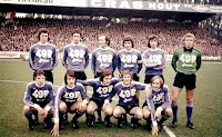 FÚTBOL CLUB BRUJAS KV - Brujas, Bélgica - Temporada 1977-78 - Vander Eyken, Leekens, Volders, Bastinjns, Krieger y Jensen; Sanders, Decuber, Levebre, Cools y Van Gool - El Club BRUJAS (Club Brugge KV de nombre oficial), representativo de la ciudad de Brujas (Bélgica), en la temporada 1977-78, en la que llegó a la Final de la Copa de Europa, que perdió con el Liverpool 1 a 0